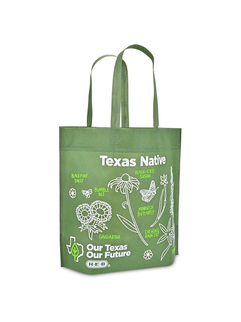 Texas Native Green Reusable Tote Bag (set of 10)